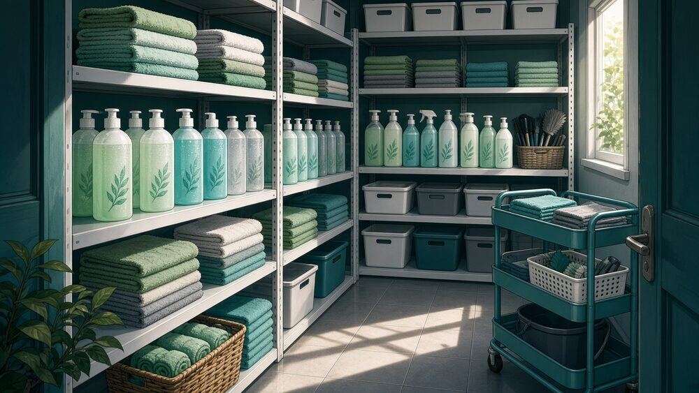 Organised cleaning supplies